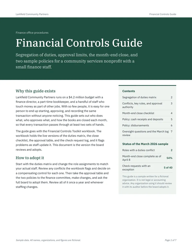Financial Controls Toolkit: Controls PDF page 1 cover