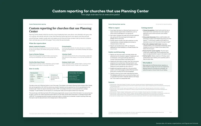 Custom Reporting for Churches That Use Planning Center: Explainer: Pages